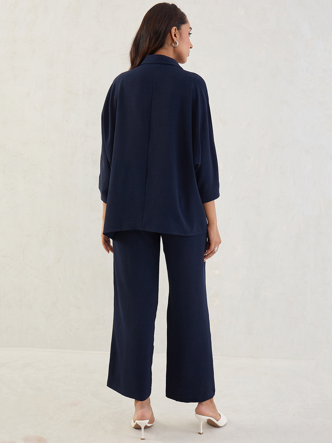Navy Kimono Sleeve Co-Ord Set