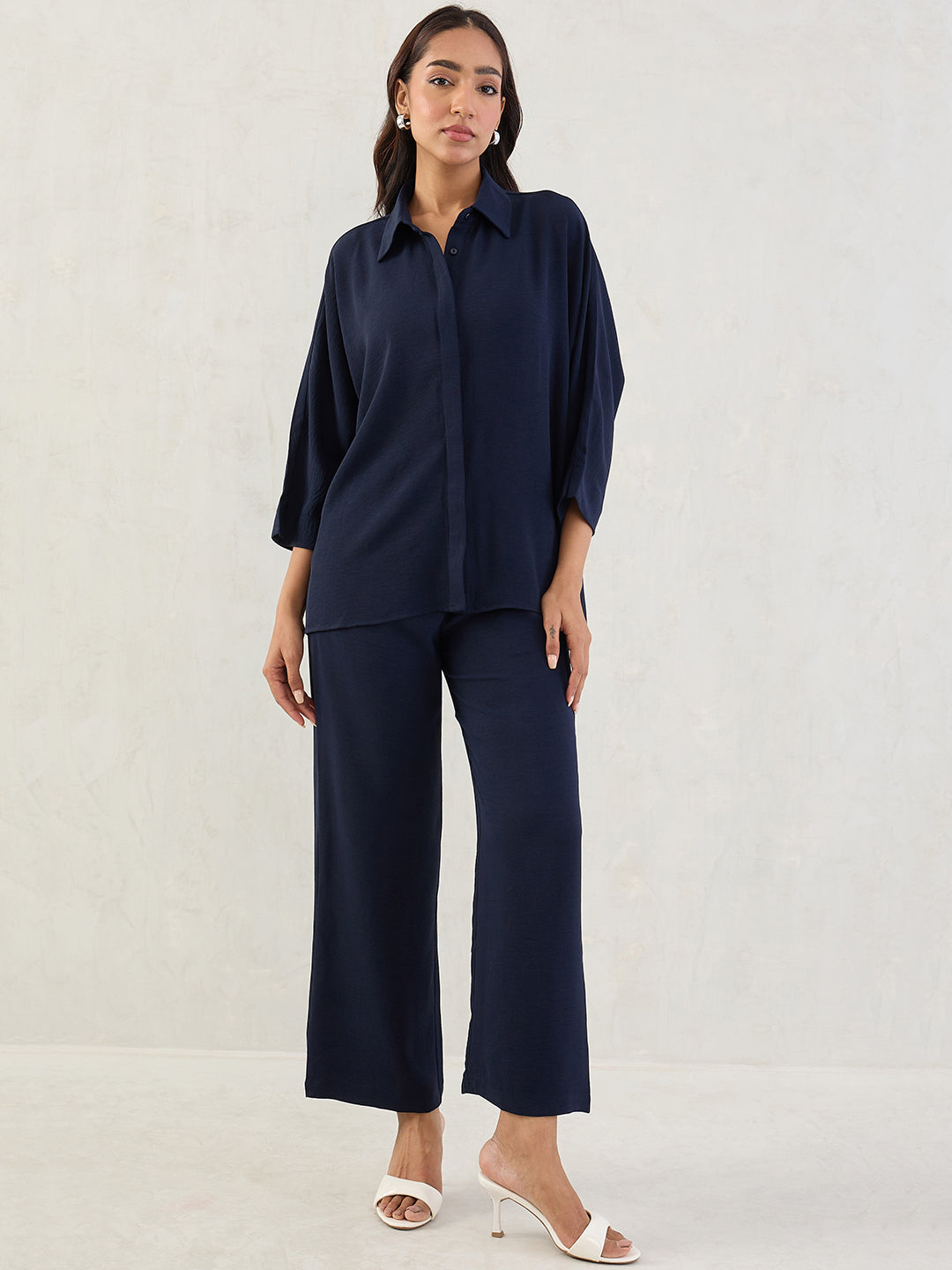 Navy Kimono Sleeve Co-Ord Set