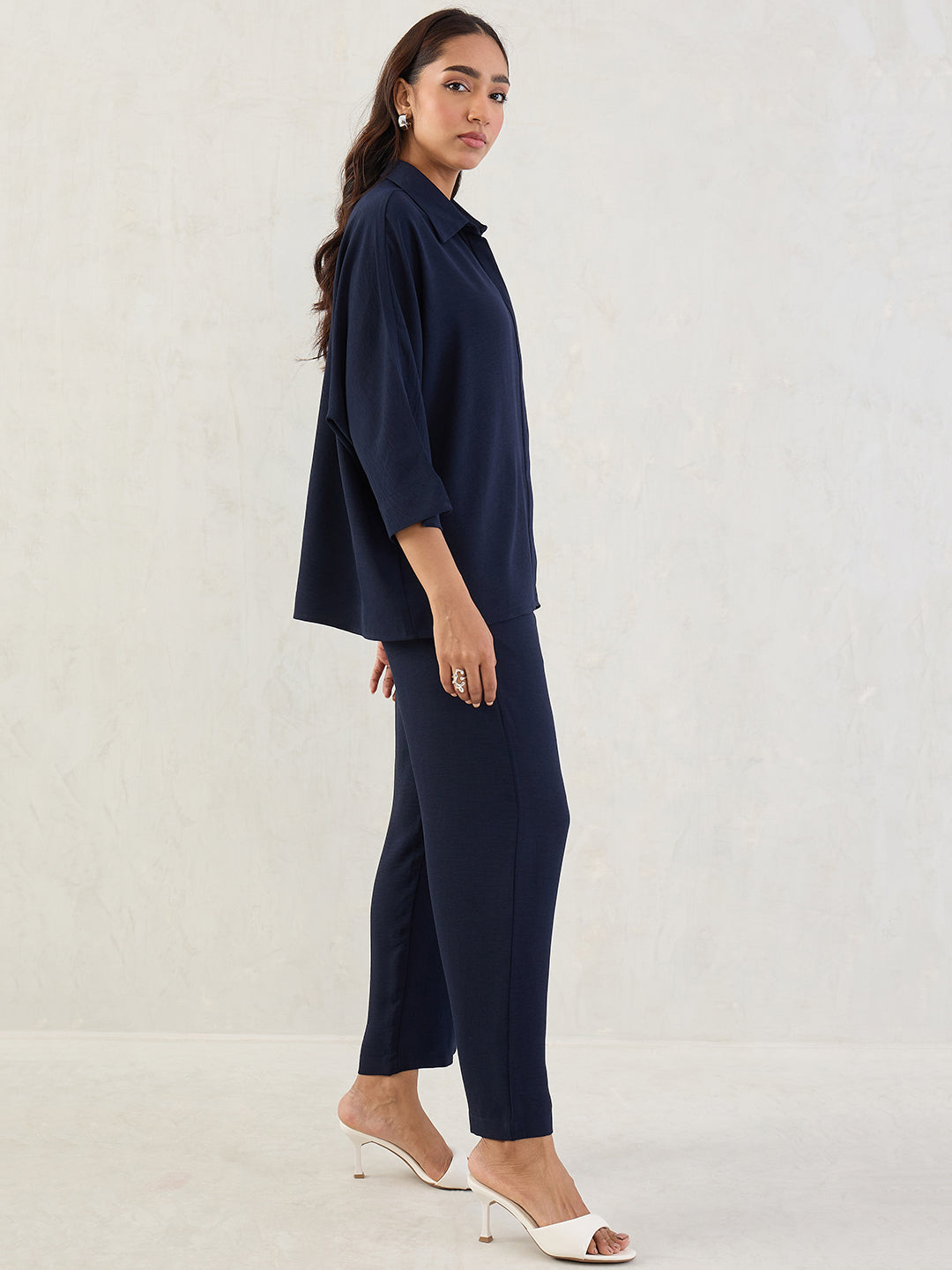 Navy Kimono Sleeve Co-Ord Set