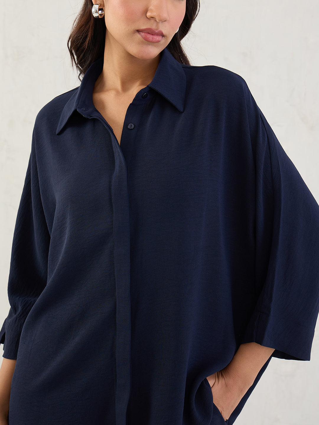 Navy Kimono Sleeve Co-Ord Set