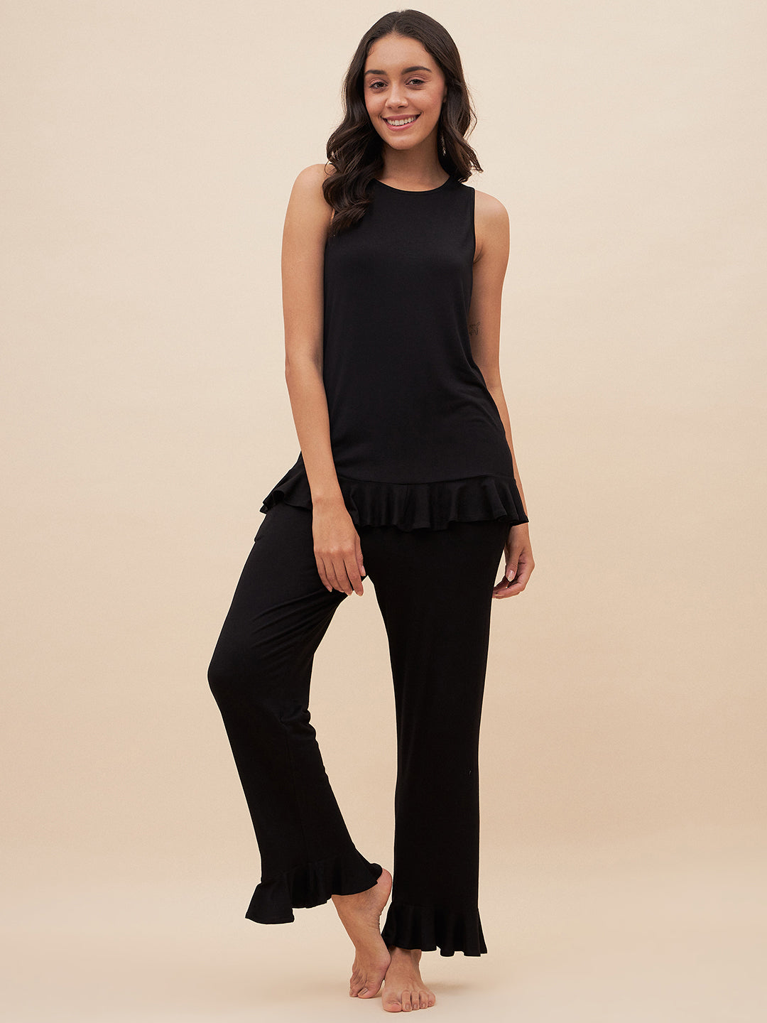 Black Jersey Loungewear Set