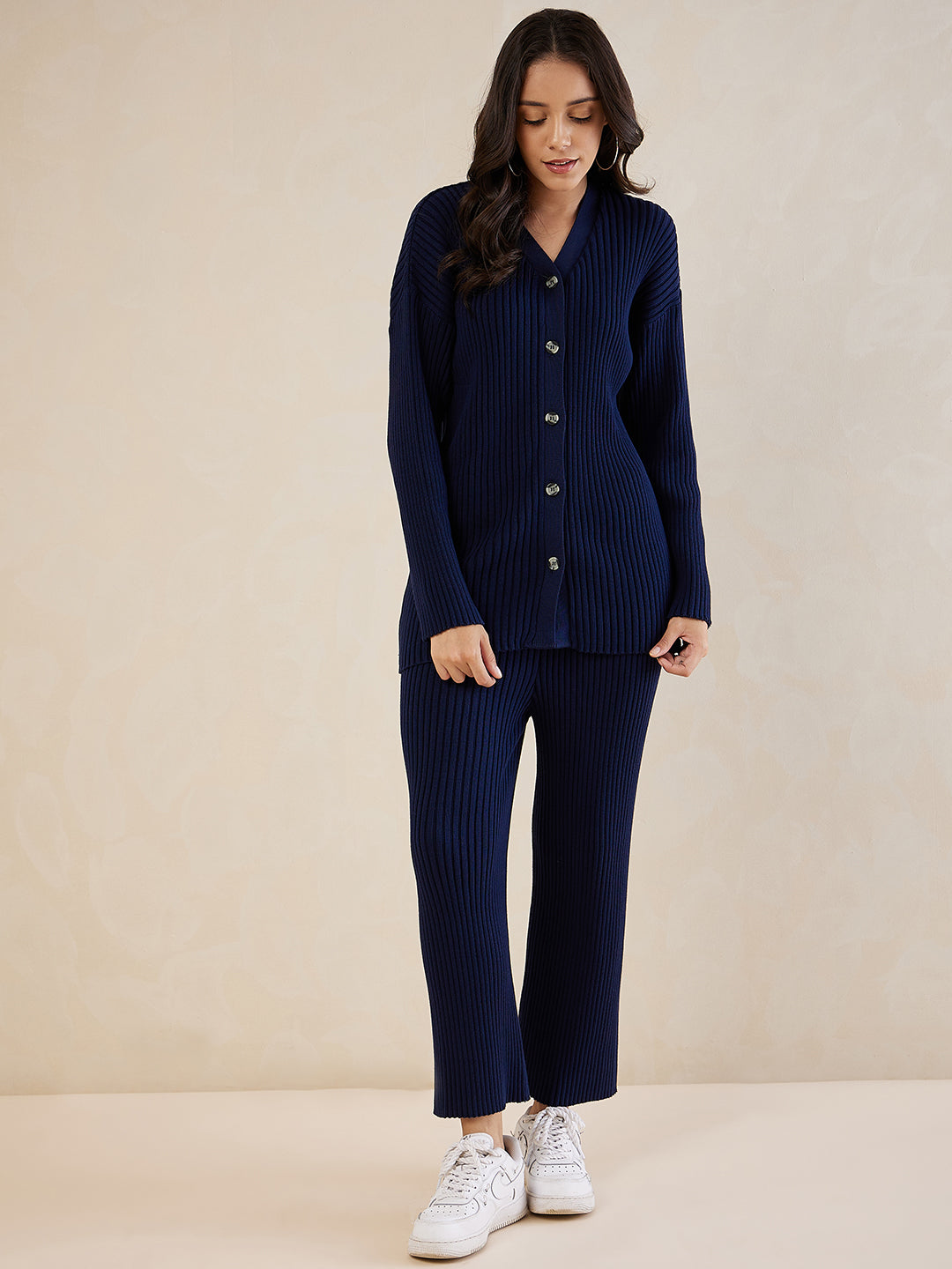 Midnight Blue Solid Buttondown Co-Ord Set