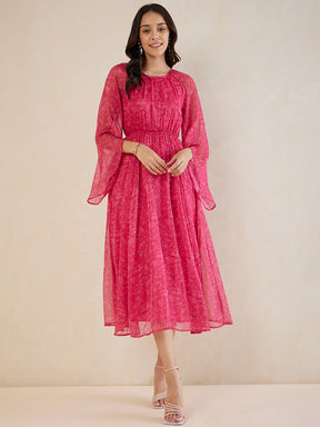 Pink Floral Printed Maxi Dress