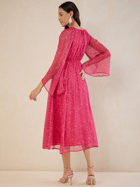 Pink Floral Printed Maxi Dress