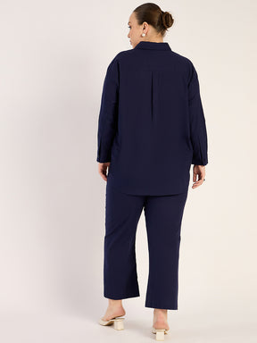 Navy Shirt And Pants Co-Ord Set