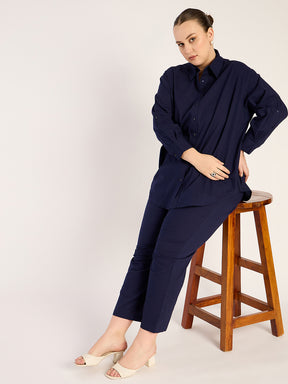 Navy Shirt And Pants Co-Ord Set