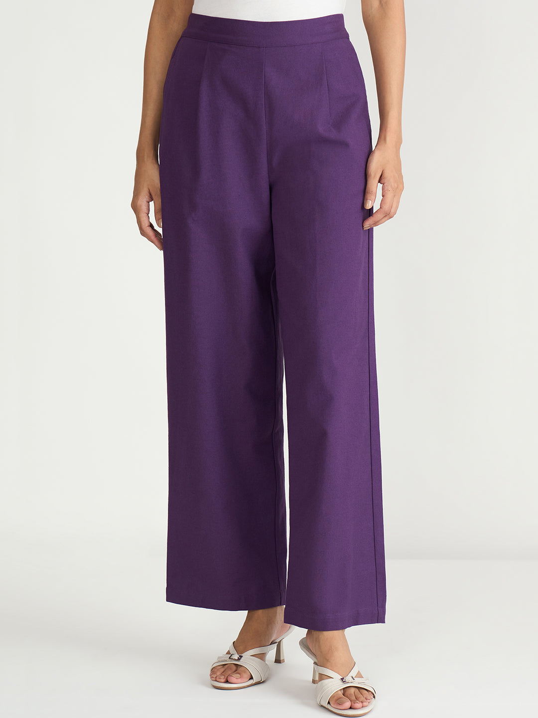 LinenLite Deep Plum Straight Pants