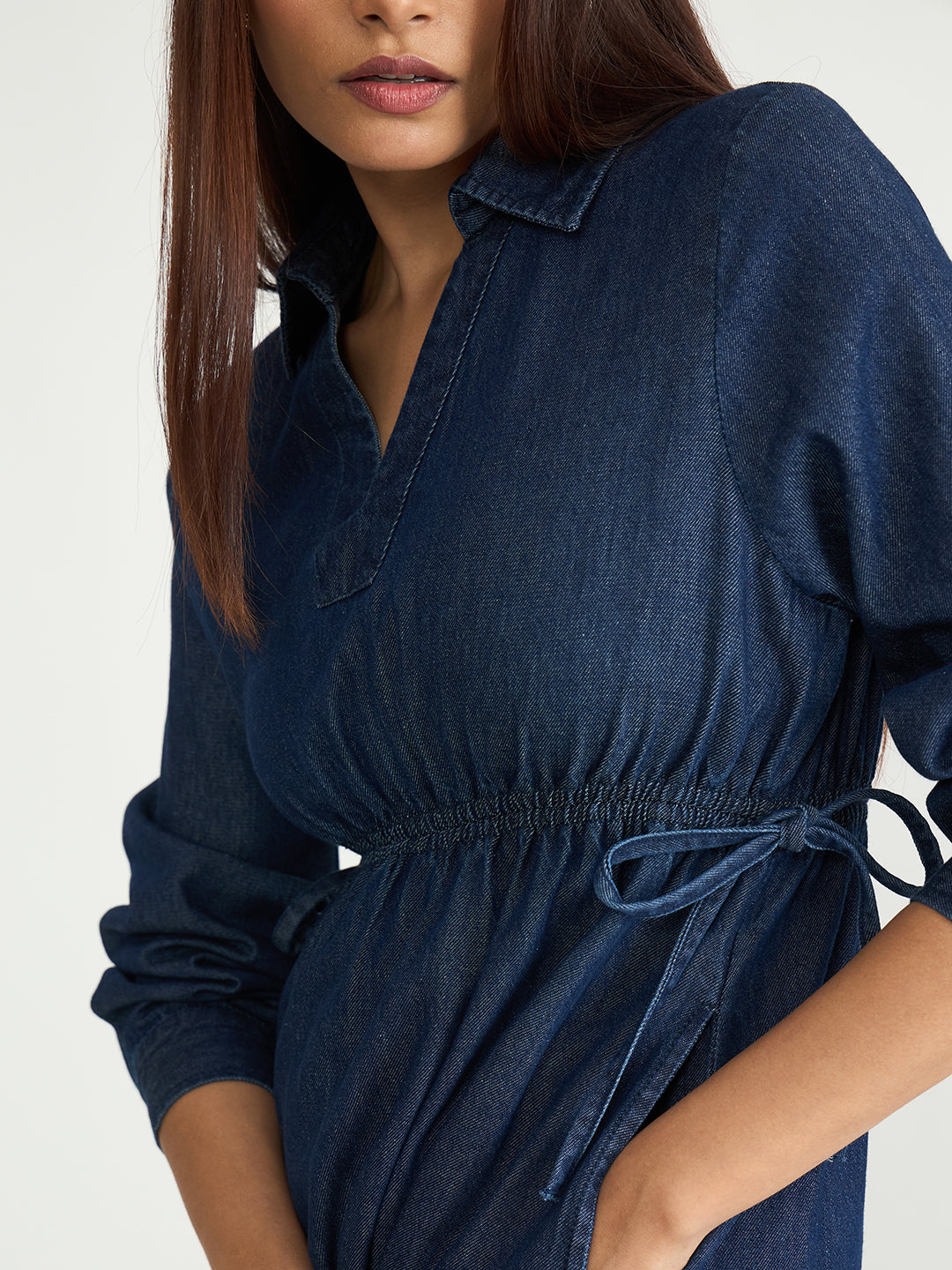 DenimClassic Navy Drawstring Maxi Dress