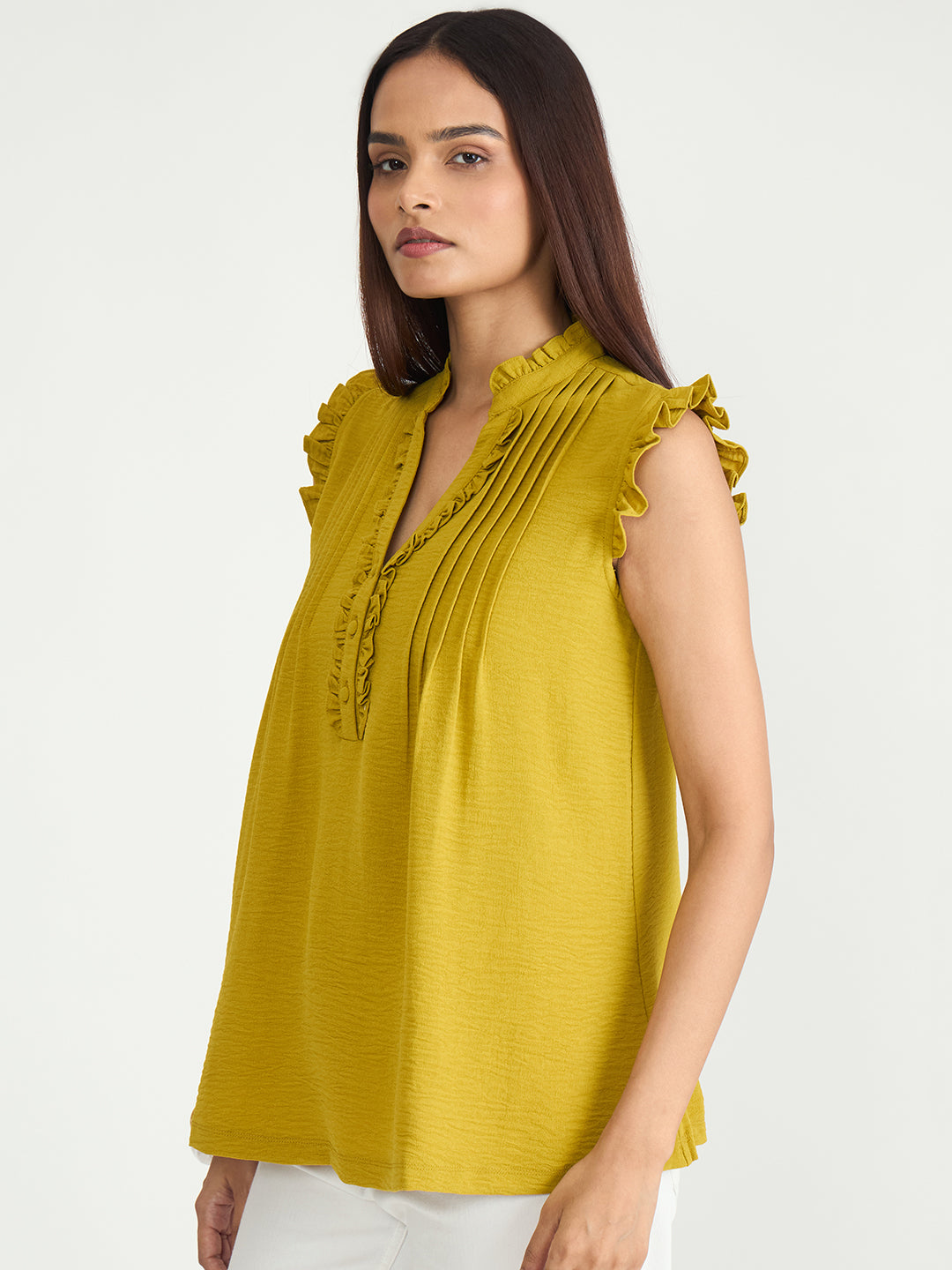 Citrine Pintuck Detail Top