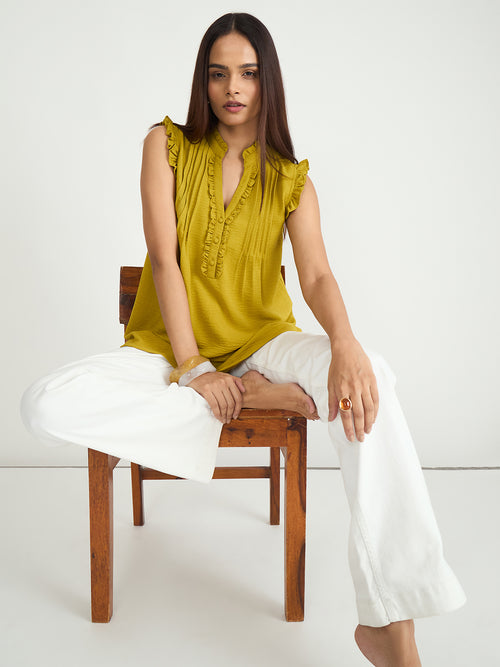 Citrine Pintuck Detail Top