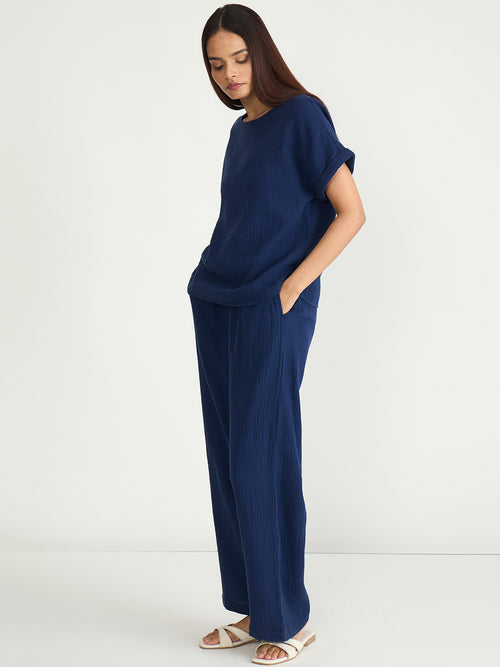 CloudComfort Gauze Navy Co-ord Set