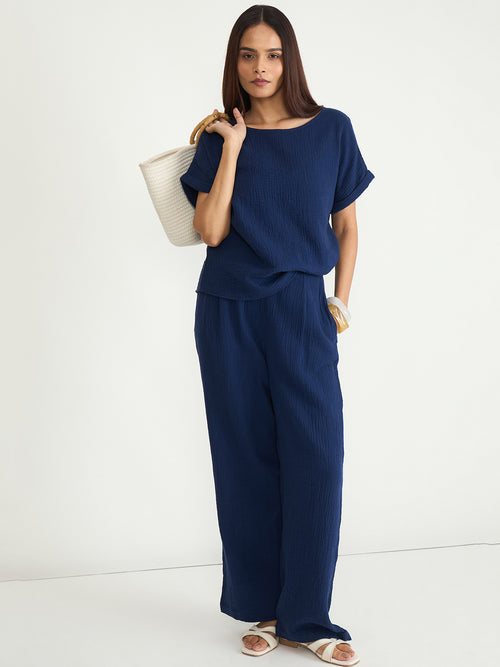 CloudComfort Gauze Navy Co-ord Set