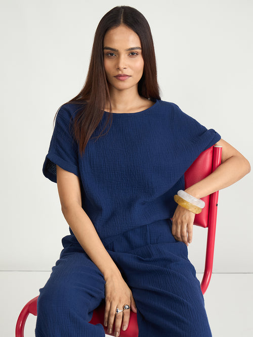 CloudComfort Gauze Navy Co-ord Set