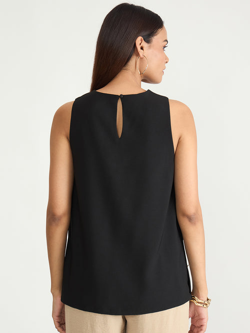 Black Side Button Detail Top