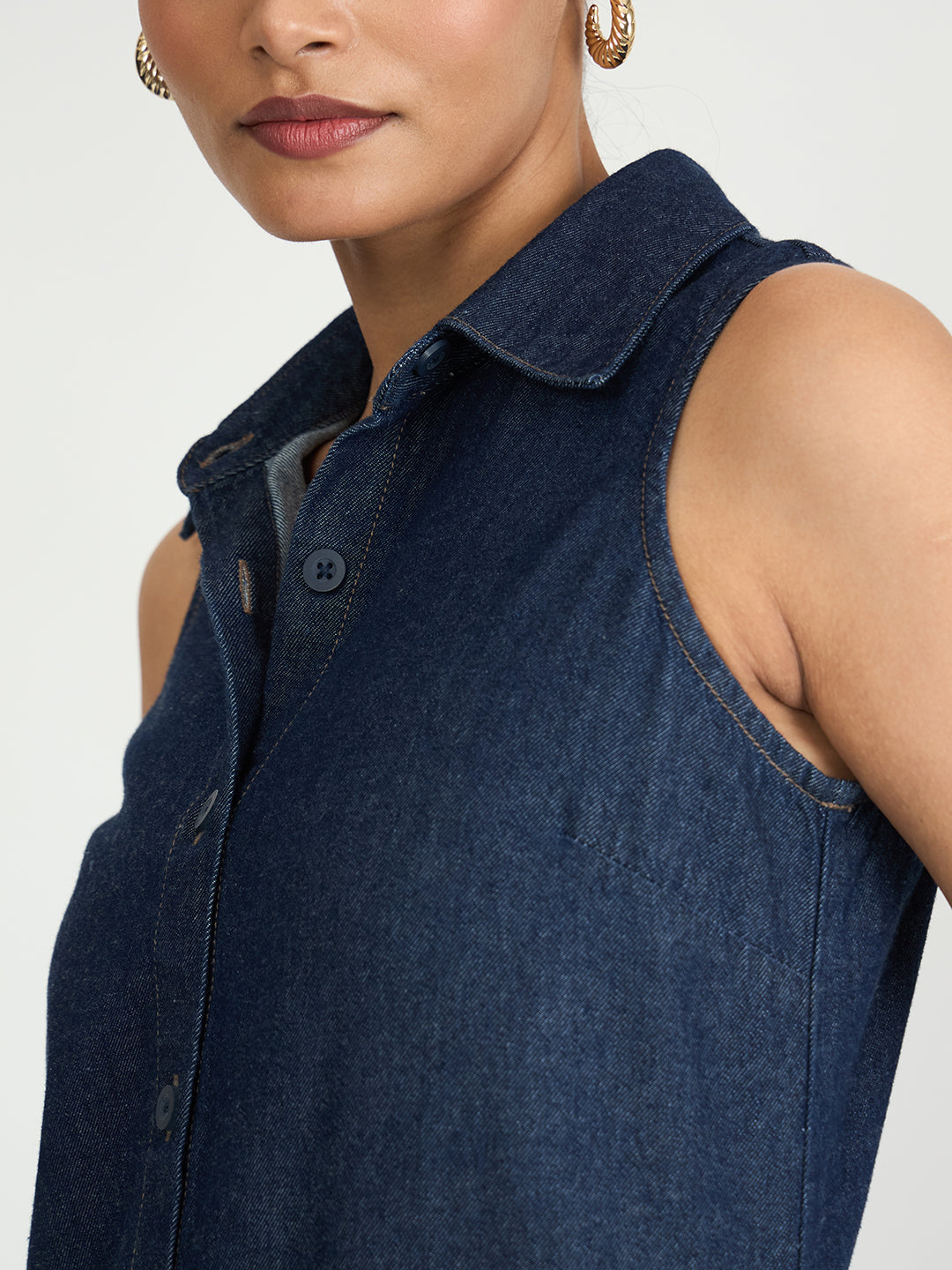 Navy Denim Button Down Maxi Dress