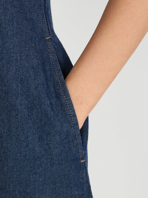 Aerden Denim Navy Button Down Maxi Dress