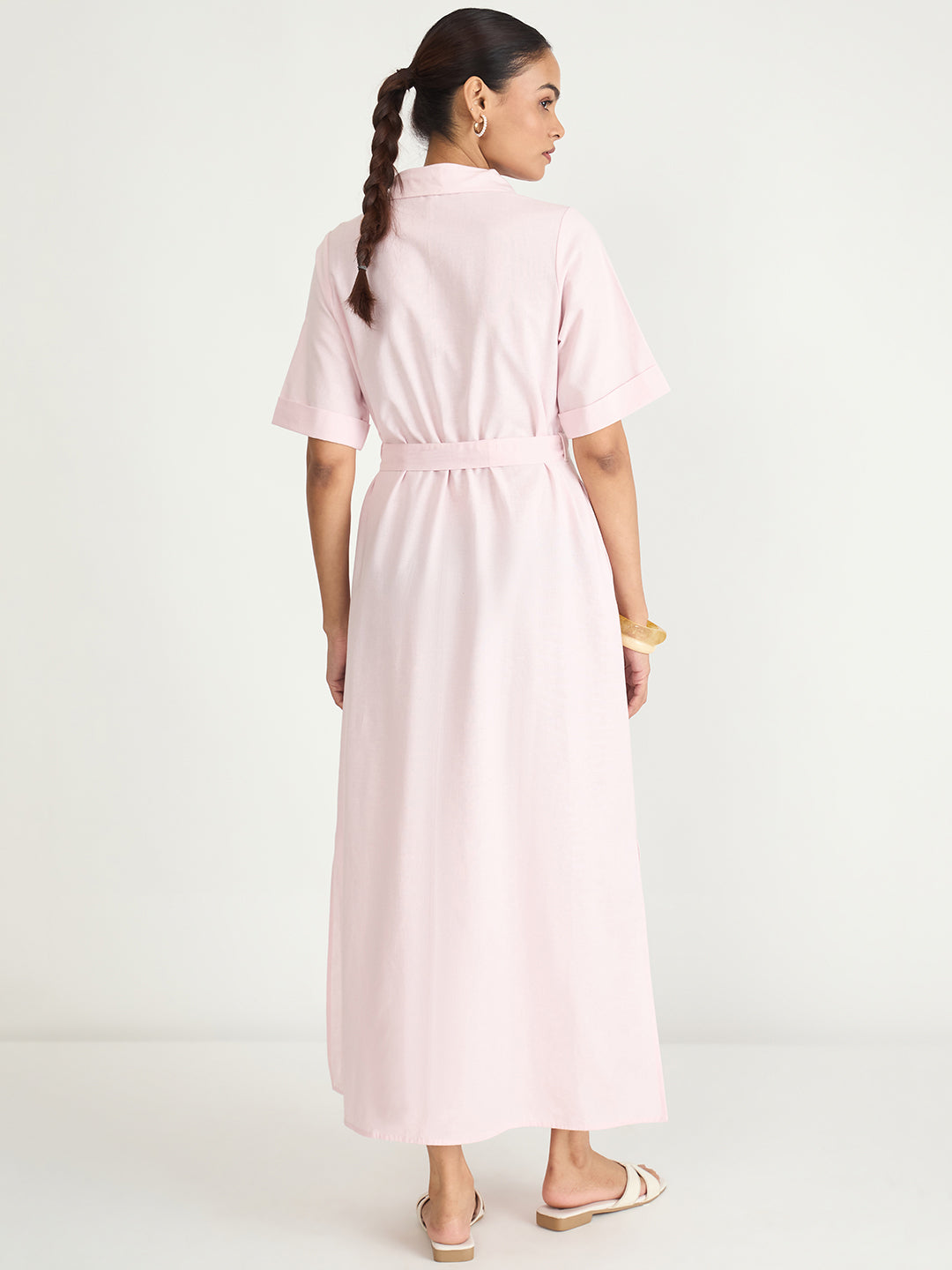 Cotton Linen Maxi Shirt Dress