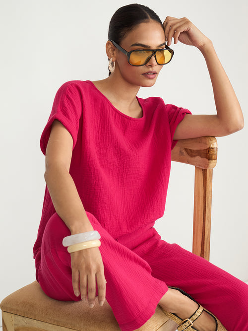 CloudComfort Gauze Pink Co-ord Set