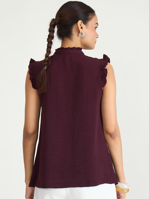 Wine Pintuck Detail Top