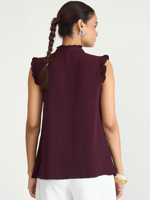 Wine Pintuck Detail Top