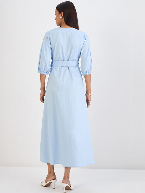 Powder Blue Wrap Maxi Dress