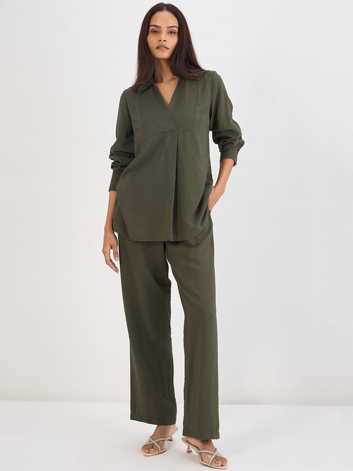 Olive Yoke Detail Co-Ord
