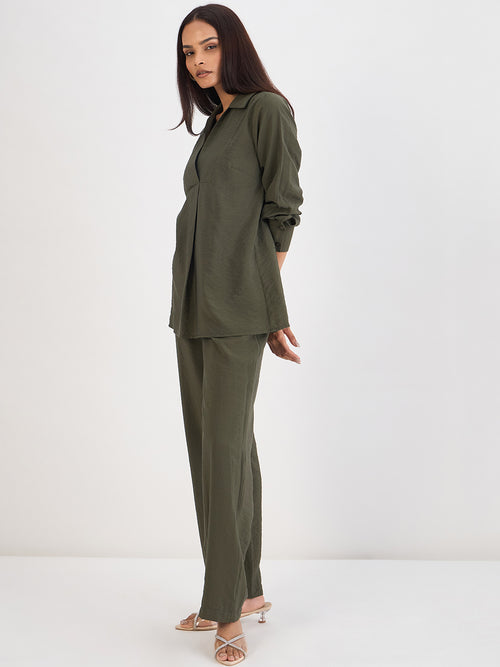 Olive Yoke Detail Co-Ord