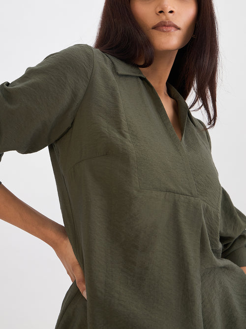 Olive Yoke Detail Co-Ord