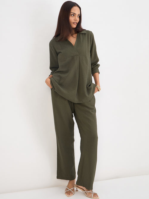 Olive Yoke Detail Co-Ord