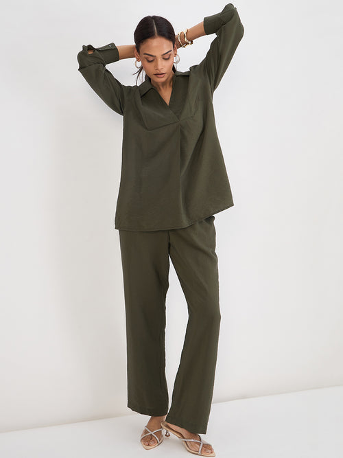 Olive Yoke Detail Co-Ord