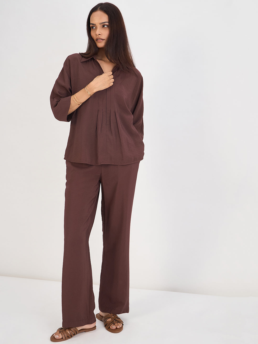 Coffee Brown Zip Detail Co-Ord