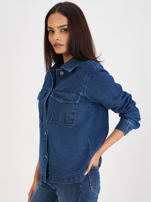 Mid Blue Denim Shacket