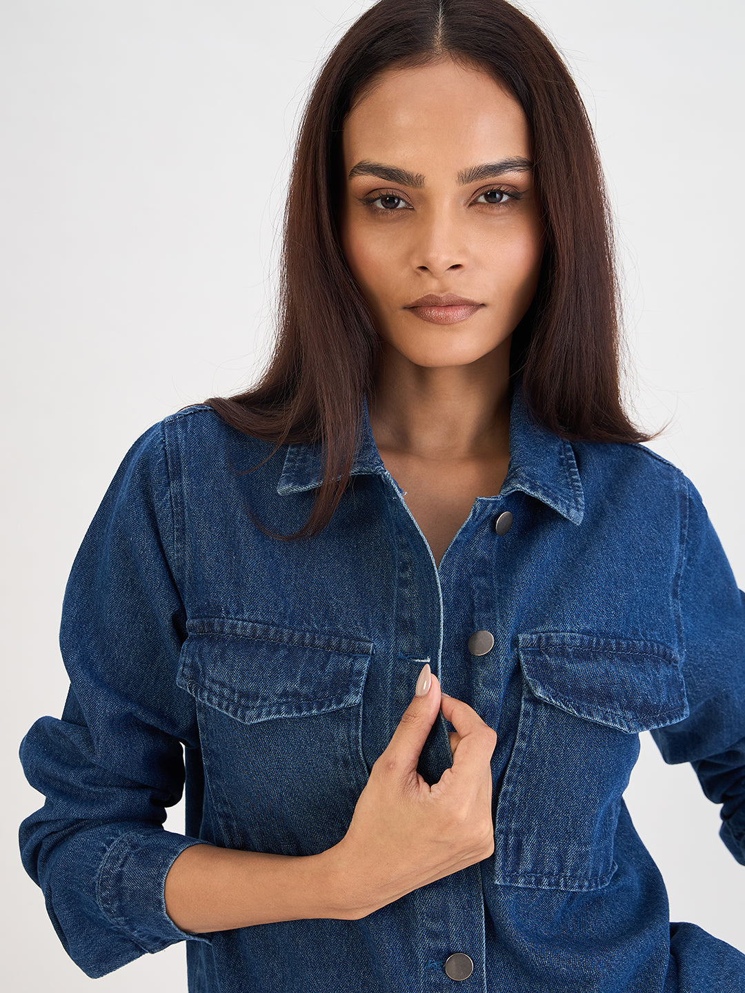 Mid Blue Denim Shacket