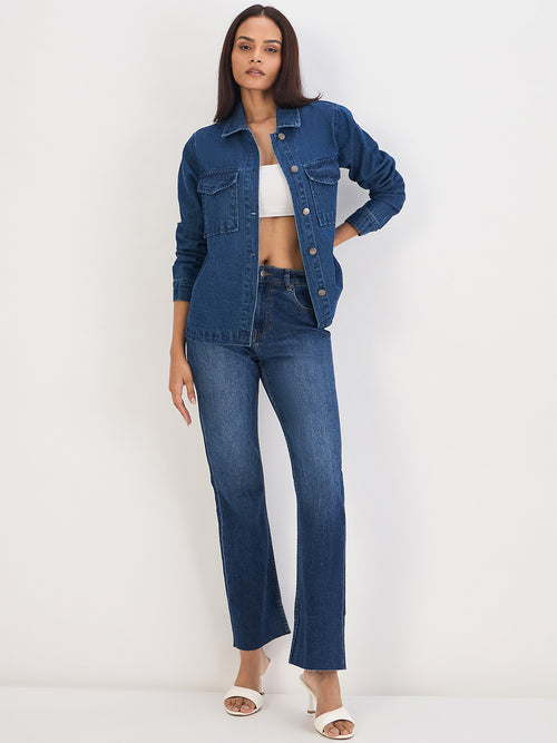 Mid Blue Denim Shacket