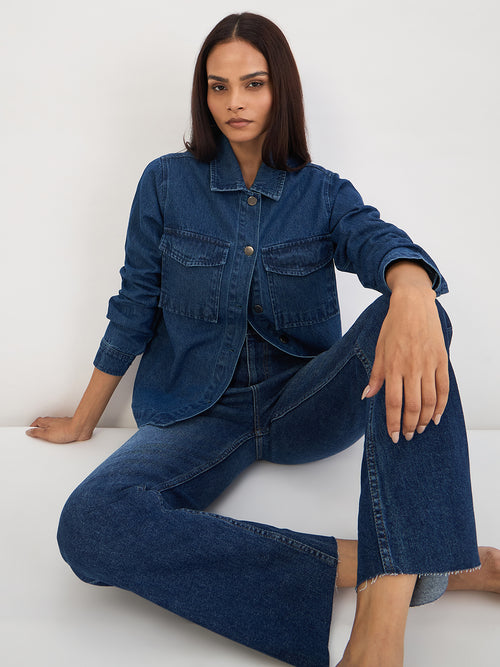 Mid Blue Denim Shacket