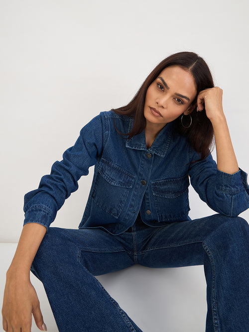 Mid Blue Denim Shacket