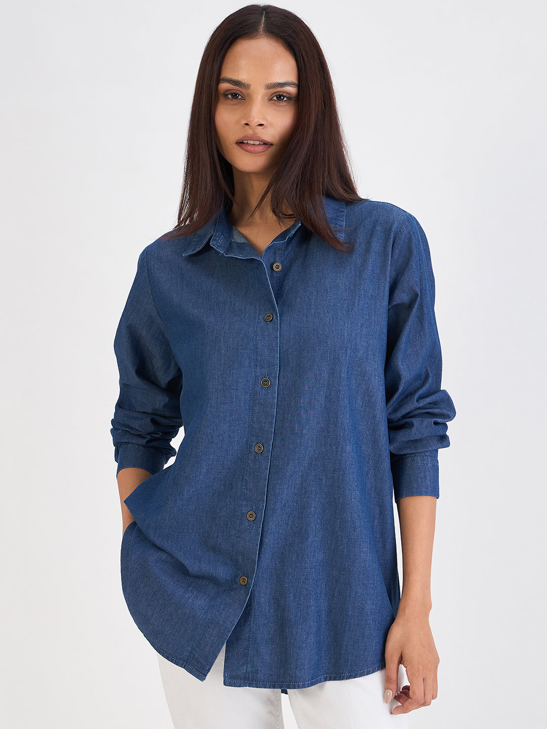 Navy Blue Denim Shirt