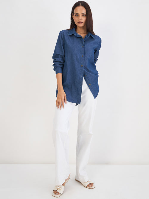 Navy Blue Denim Shirt