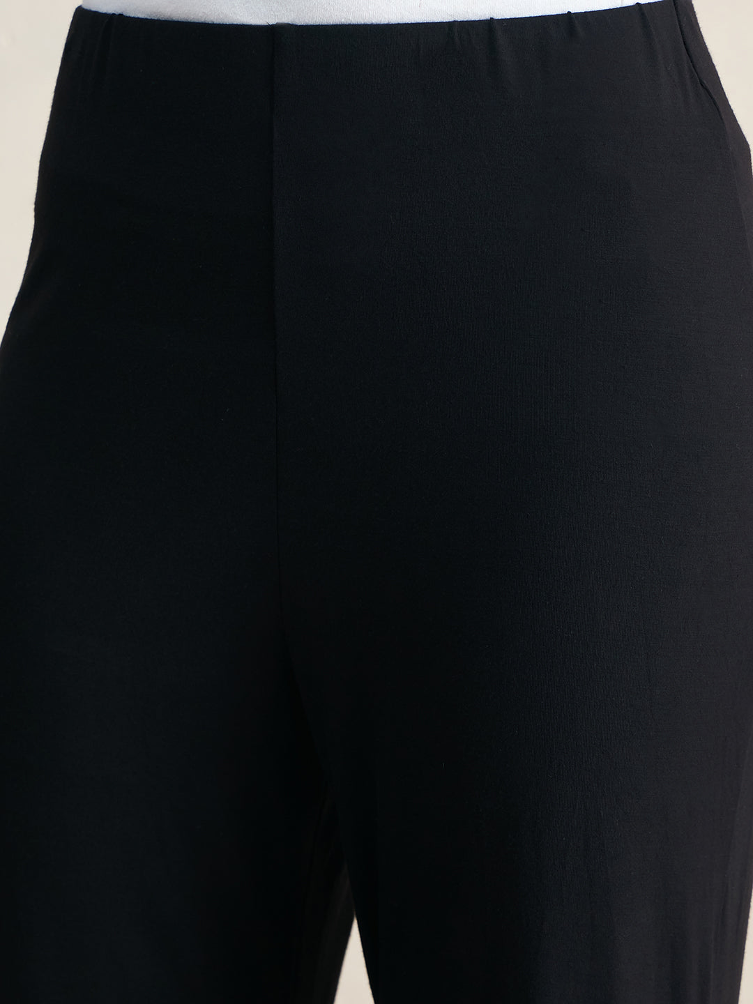 Bamboo Black Knit Flared Pants
