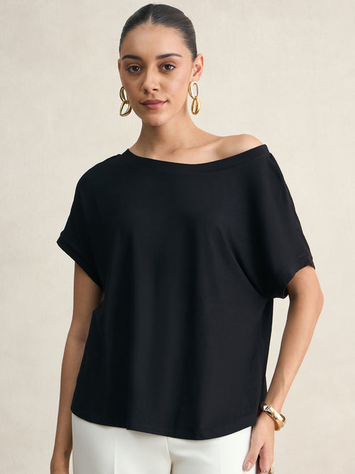 Bamboo Black Off Shoulder EasyTee