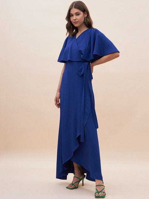 Blue Wrap Formal Maxi Dress