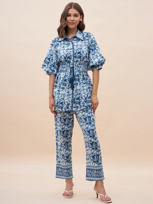 Blue Border Print Coord Set