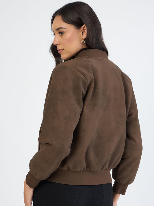Coffee Brown Bomber Jacket