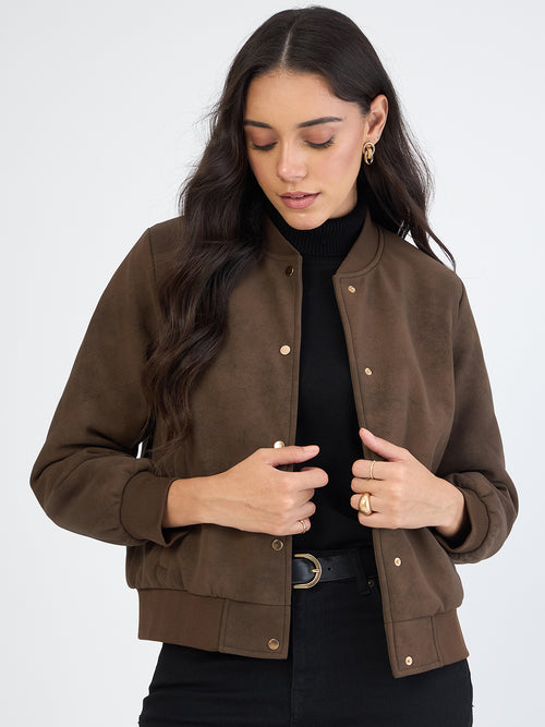 Coffee Brown Bomber Jacket