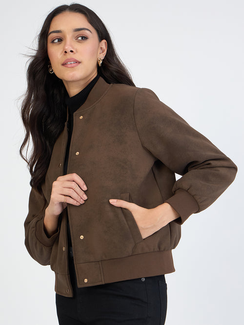 Coffee Brown Bomber Jacket