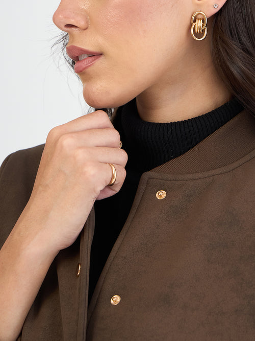 Coffee Brown Bomber Jacket