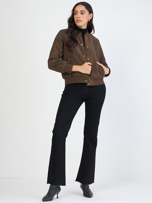 Coffee Brown Bomber Jacket