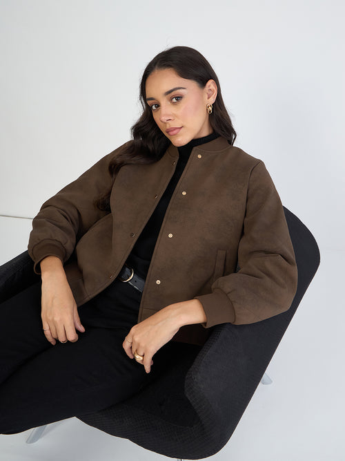 Coffee Brown Bomber Jacket