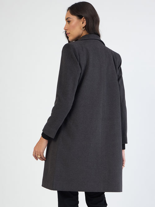 Grey Single Button Long Coat