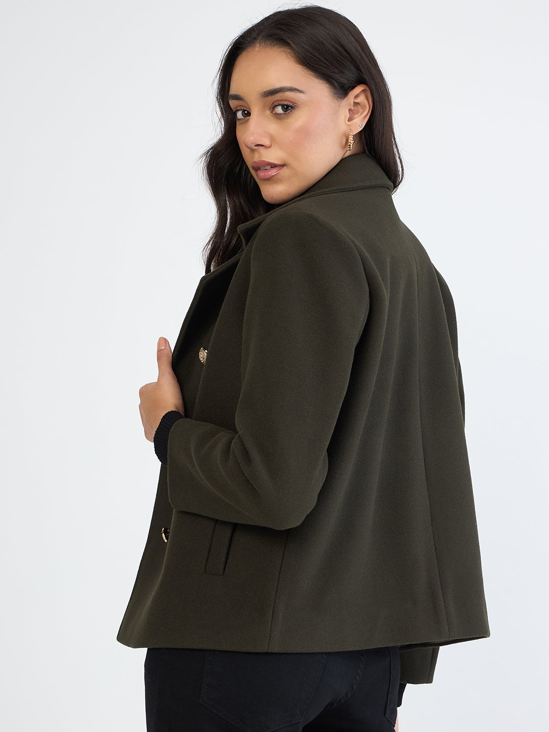 Olive Double Breasted Coat